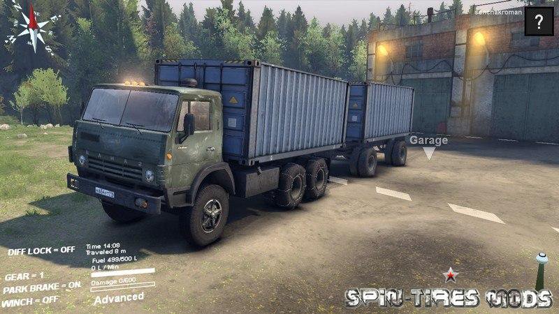 Скачать мод на грузовик КамАЗ-55102 с прицепом v.3 для Spin Tires (обновлено для 08.11.15)